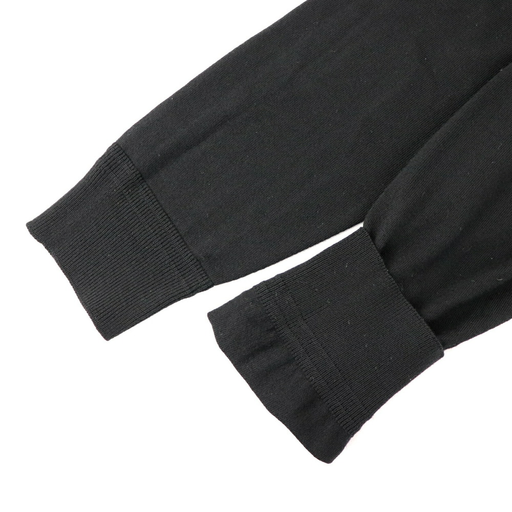 Louis Vuitton Monogram Print Knit Polo Shirt Men's Black Long