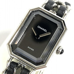 CHANEL Premiere M size black dial watch silver color