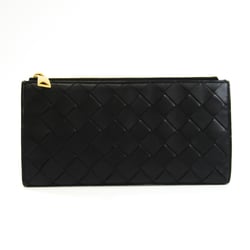 Black BF547555 bi-fold Bottega Veneta Bottega Veneta Intrecciato Unisex Leather Long Wallet 