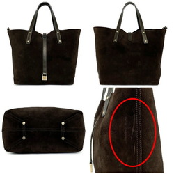 Tiffany Tote Bag Brown Metallic Gold Leather Suede TIFFANY & Co. Handbag Reversible Dot Ladies