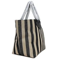 Furla Tote Bag Beige Black XB00510 BX0635 Canvas Leather FURLA Striped Laundry Large Ladies Natural