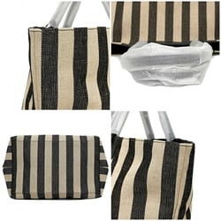 Furla Tote Bag Beige Black XB00510 BX0635 Canvas Leather FURLA Striped Laundry Large Ladies Natural