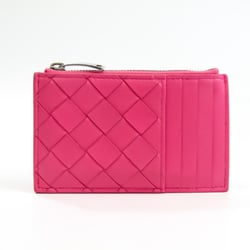 Bottega Veneta Intrecciato Zipper Card Case With Coin Purse 609294 Leather Card Case Pink