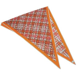 HERMES Hermes Carre Pointe Bolduk Silk Jersey Triangle Scarf Orange Large Size Shawl Stole