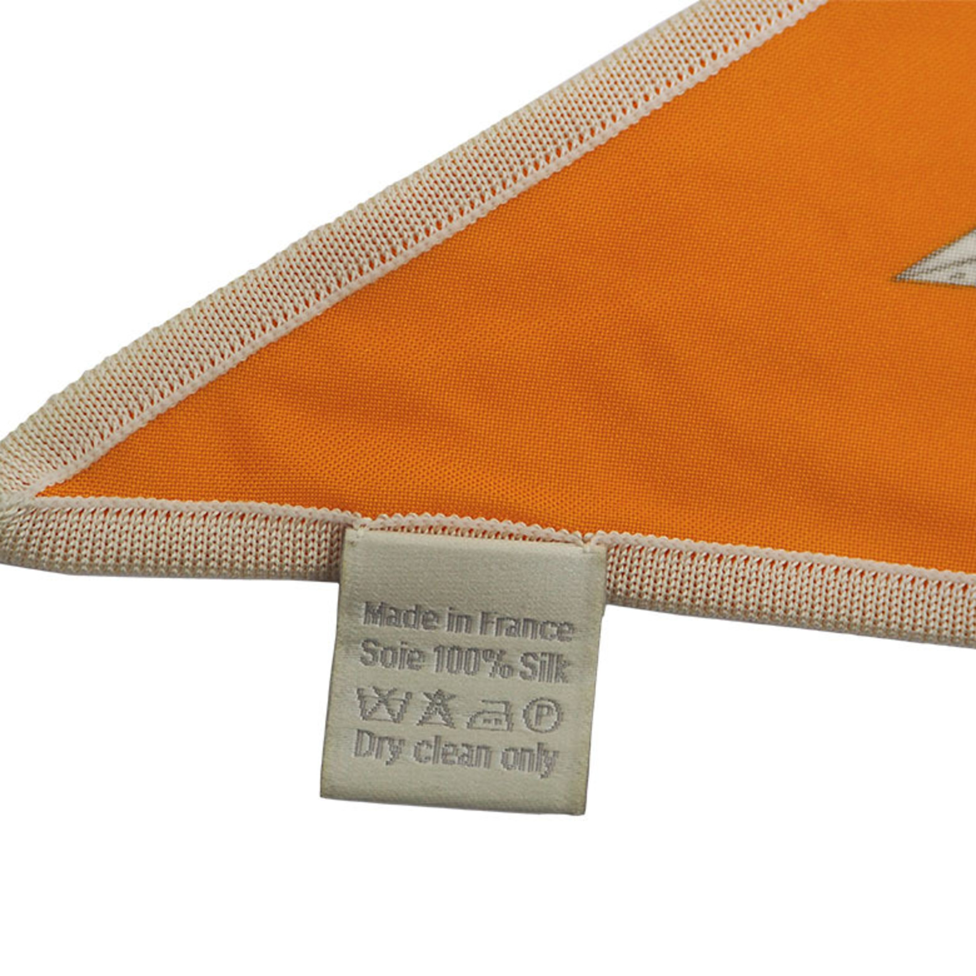 HERMES Hermes Carre Pointe Bolduk Silk Jersey Triangle Scarf Orange Large Size Shawl Stole