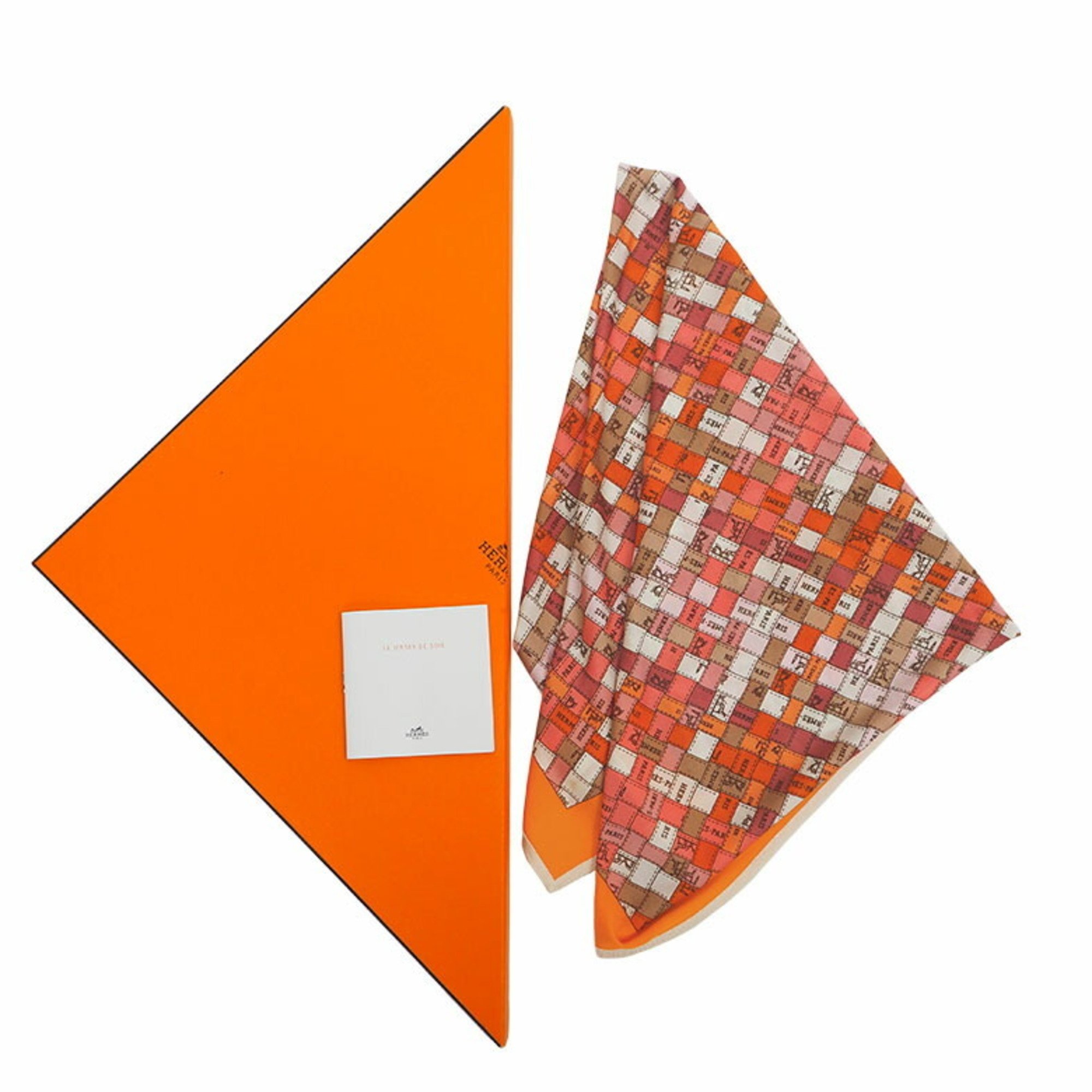 HERMES Hermes Carre Pointe Bolduk Silk Jersey Triangle Scarf Orange Large Size Shawl Stole