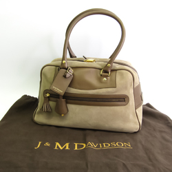 J&M Davidson Vivi Women's Suede,Leather Boston Bag Beige,Brown