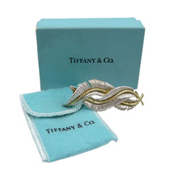 Tiffany Silver 925 18K W Feather Brooch Yellow Gold
