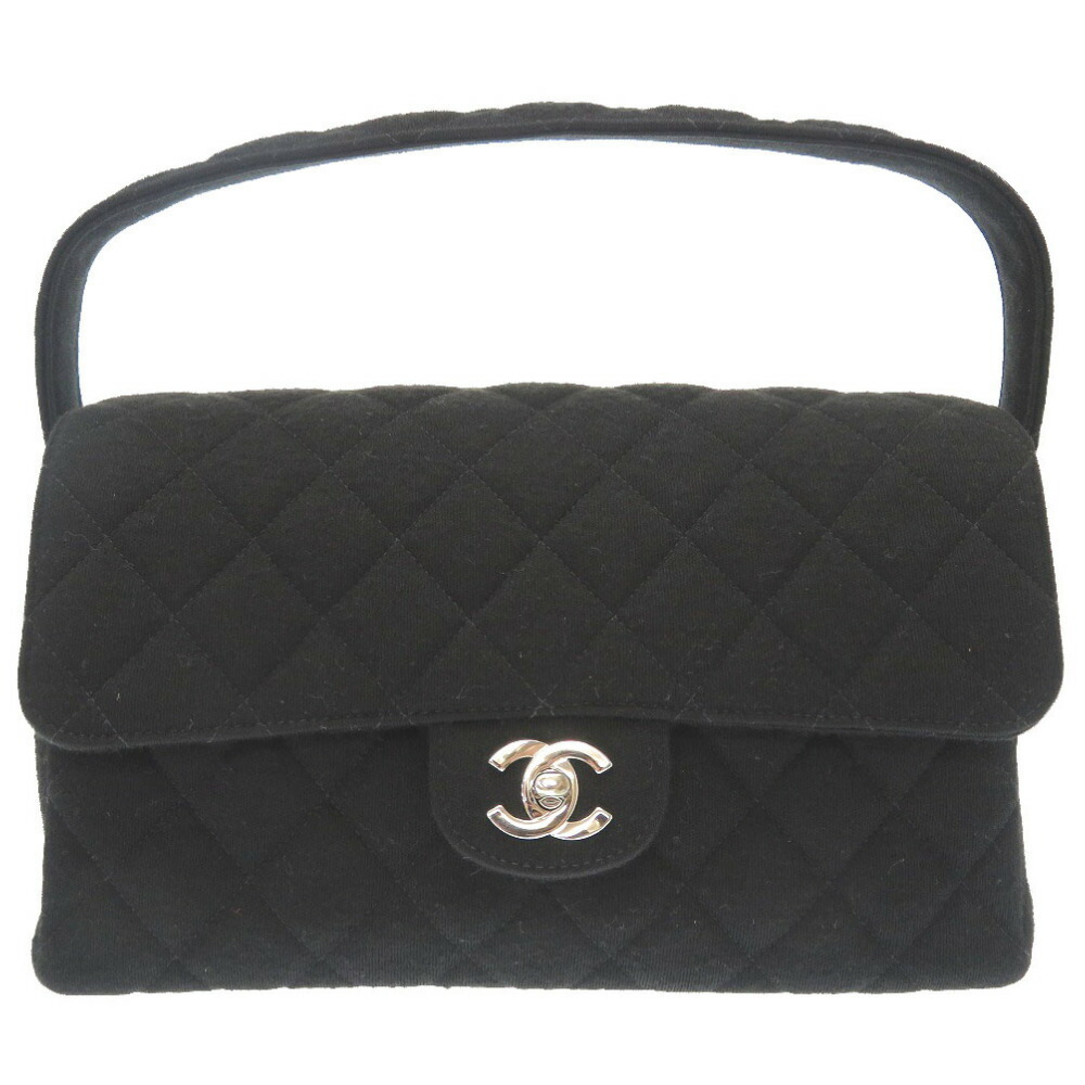 Chanel Black Quilted Jersey Medium Classic Double Flap Bag Chanel