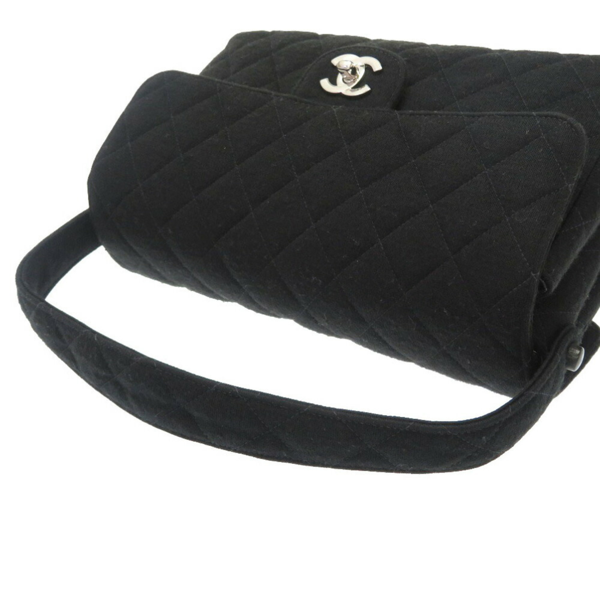 Chanel Double Face Matrasse Jersey Black Handbag Coco Mark