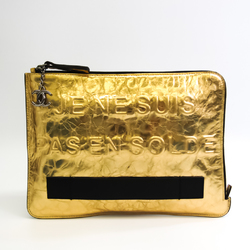 Chanel A82164 Women's Leather Clutch Bag Gold