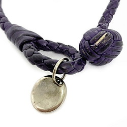 Bottega Veneta Ec-14203 Leather Charm Bracelet Purple,Silver