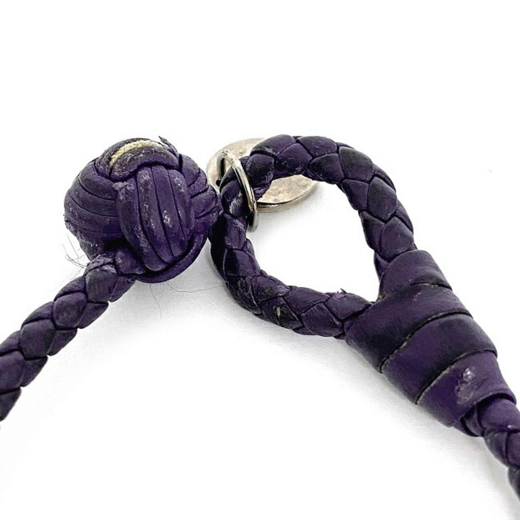 Bottega Veneta Ec-14203 Leather Charm Bracelet Purple,Silver
