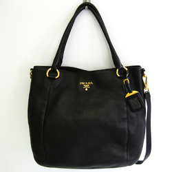 Prada VIT.DAINO Women's Leather Handbag,Shoulder Bag Black