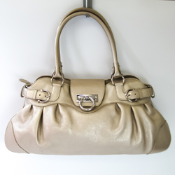 Salvatore Ferragamo Gancini AB-21 5370 Women's Leather Handbag Champagne Gold