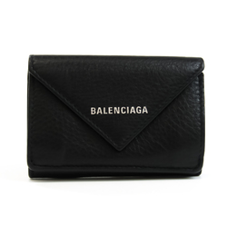Balenciaga Papier 391446 Unisex Leather Wallet (tri-fold) Black