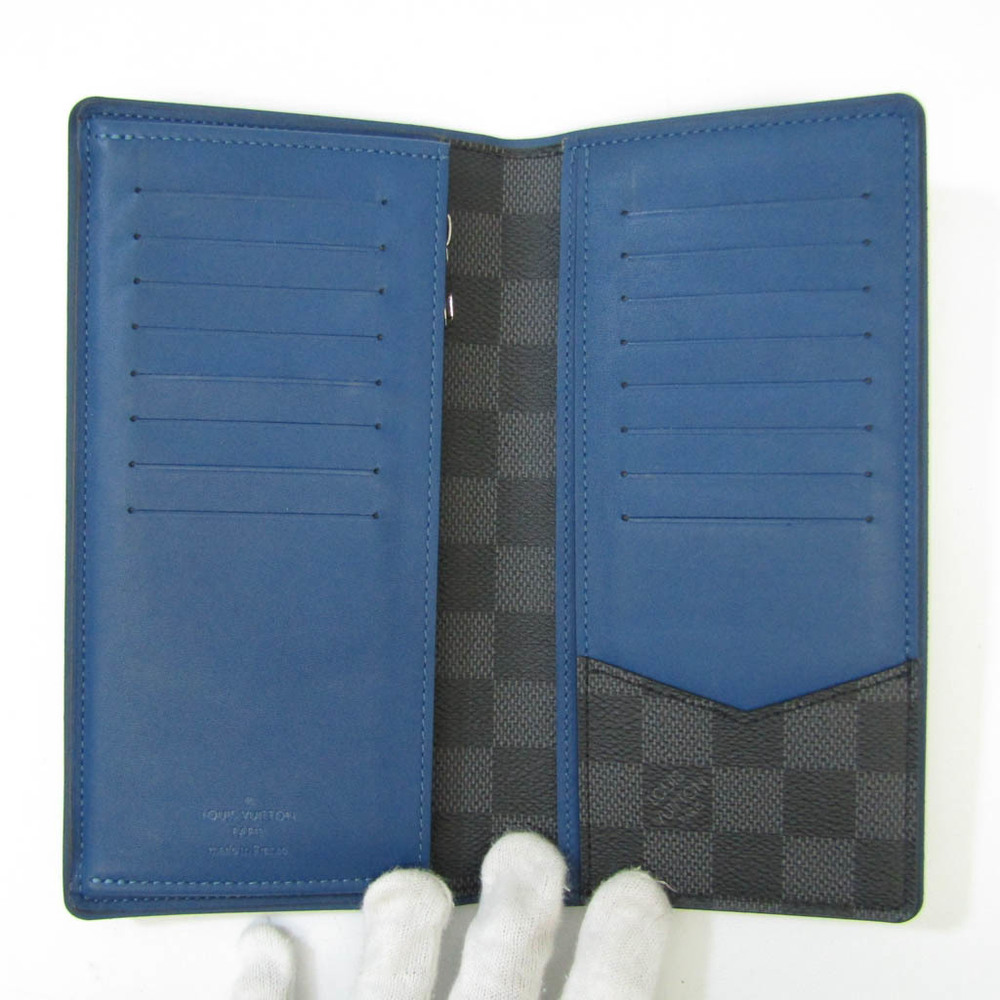 Authenticated Used Louis Vuitton Damier Graphite Brazza Wallet N63266  Neptune Men's Damier Graphite Long Wallet (bi-fold) Blue