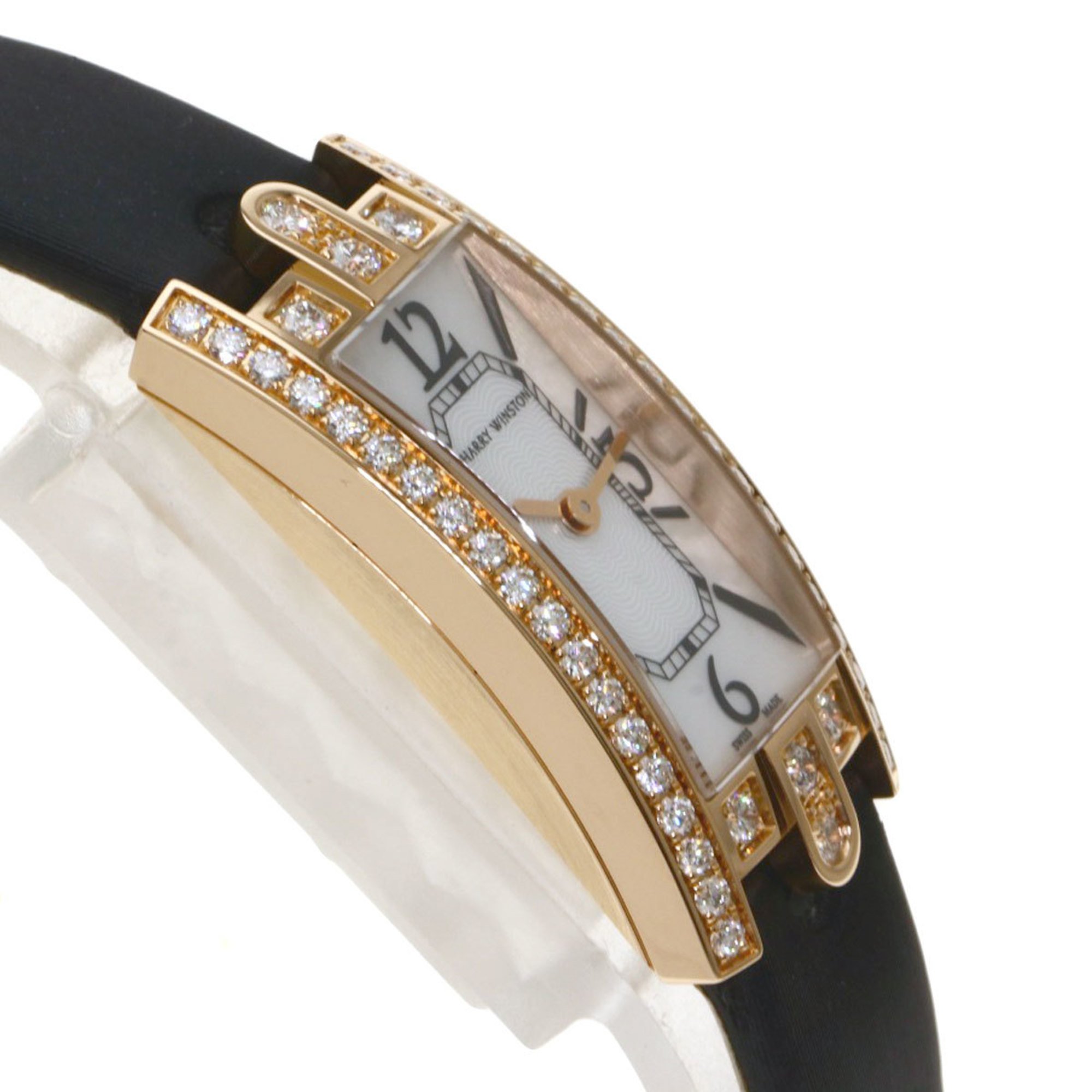 Harry Winston AVCQHM16 Avenue C Mini Diamond Bezel Watch K18 Pink Gold / Leather Ladies HARRY WINSTON