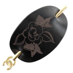 CHANEL Leather Black 98A Ladies Hair Ornament / Kanzashi