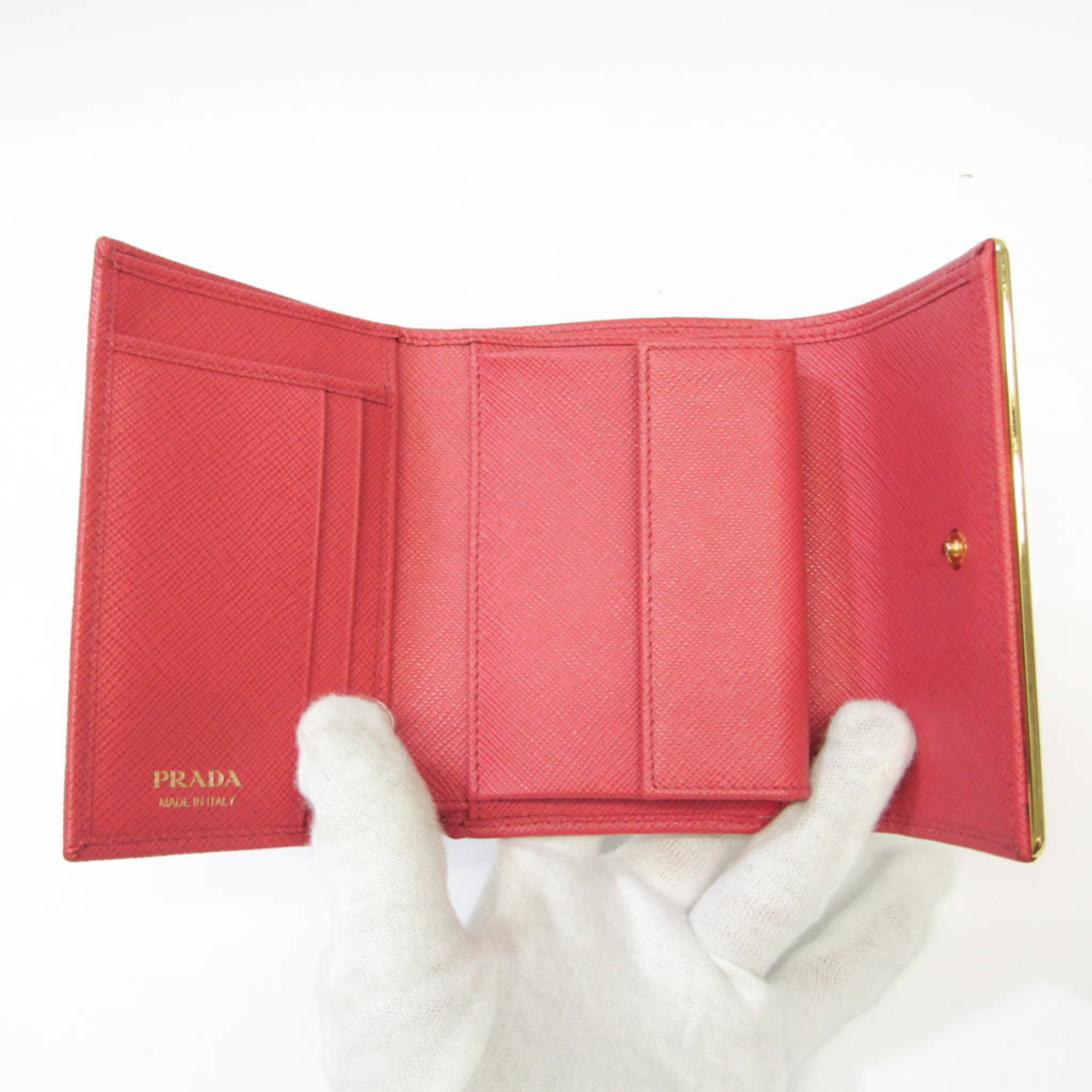 Prada Women's  Saffiano Leather Bill Wallet (tri-fold) Pink