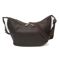 Aniary Unisex Leather Shoulder Bag Dark Brown