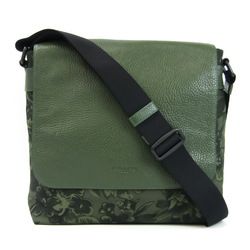 Coach F59301 Unisex Nylon Canvas,Leather Messenger Bag,Shoulder Bag Dark Green,Green