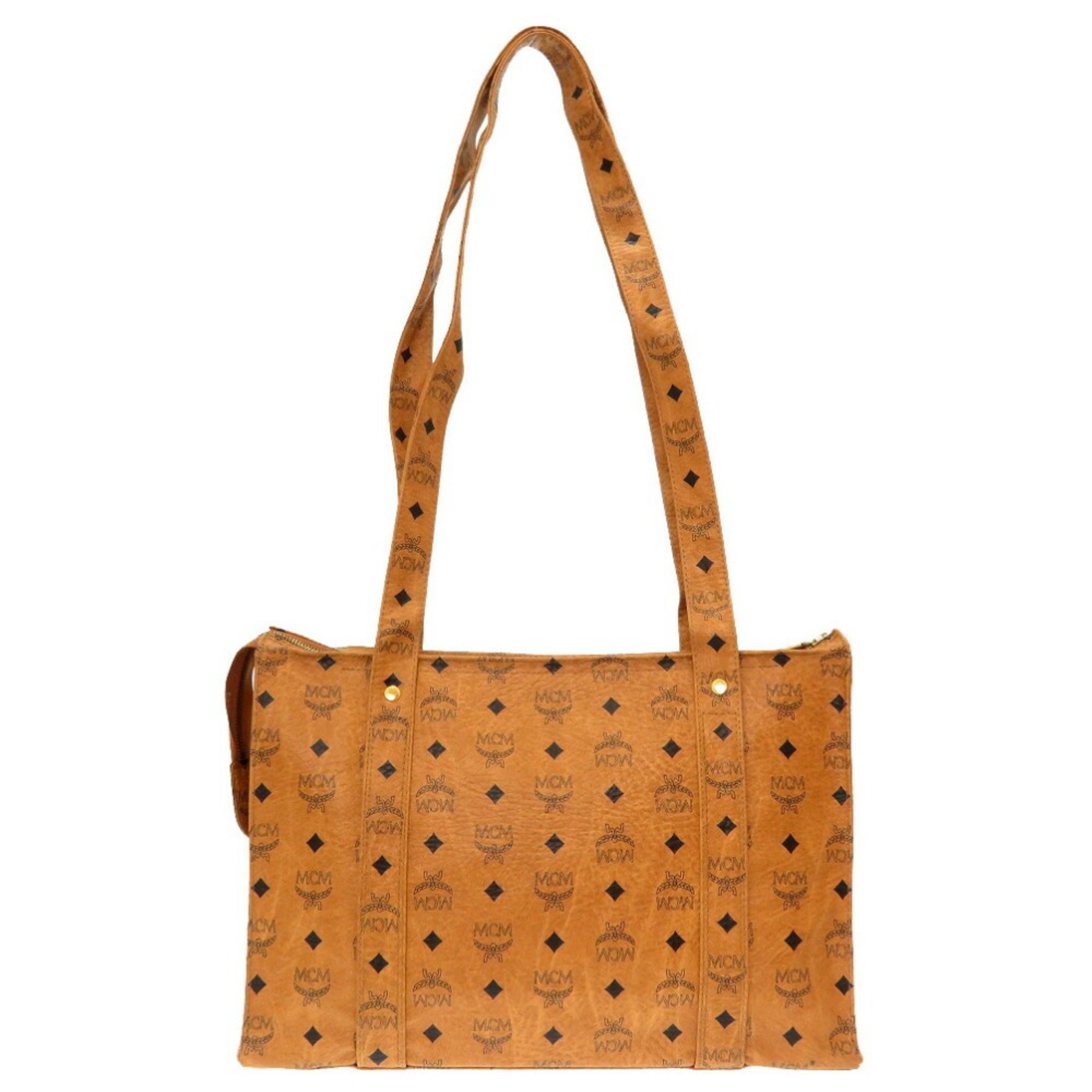 MCM Monogram Pattern PVC Brown Tote Bag 0229