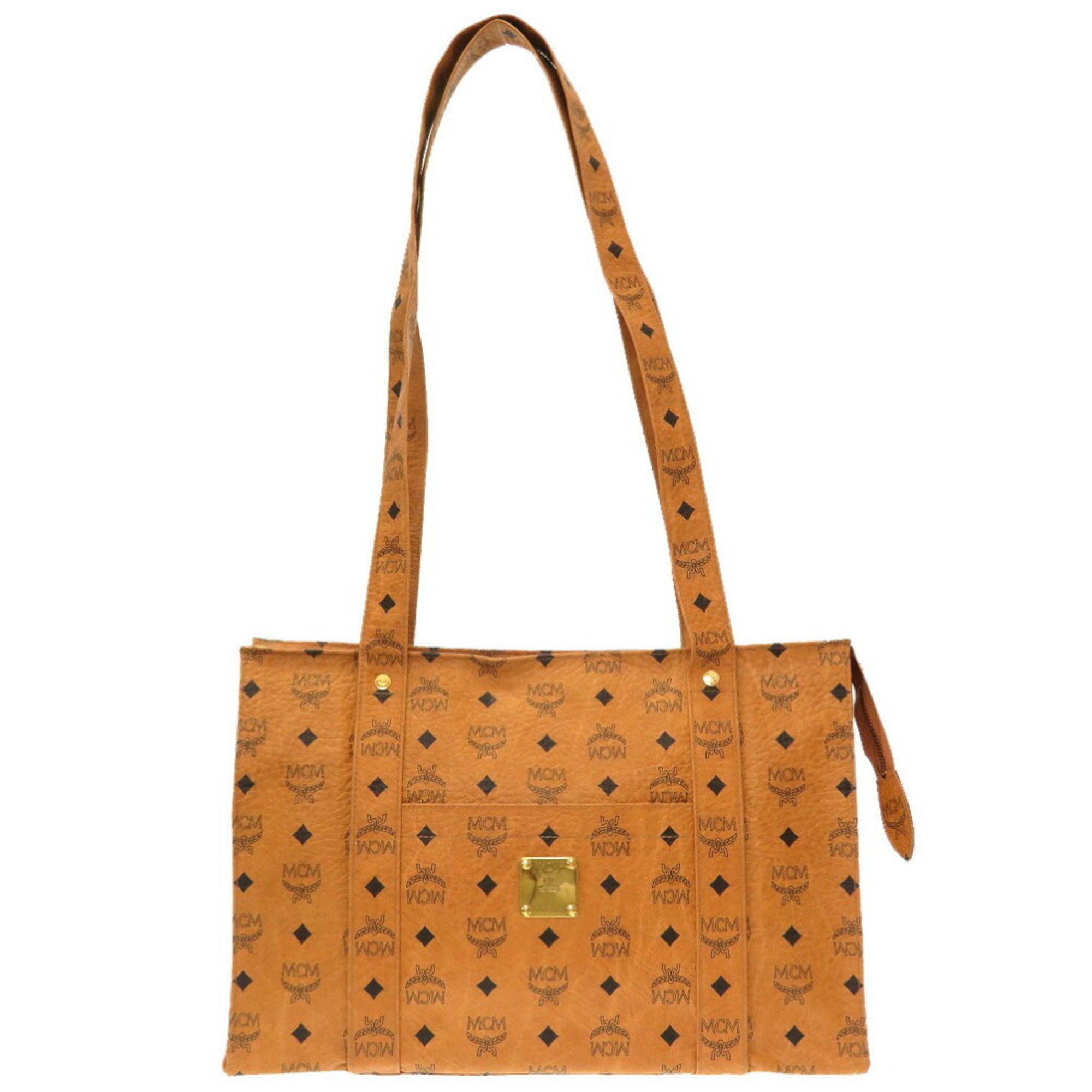 MCM Monogram Pattern PVC Brown Tote Bag 0224