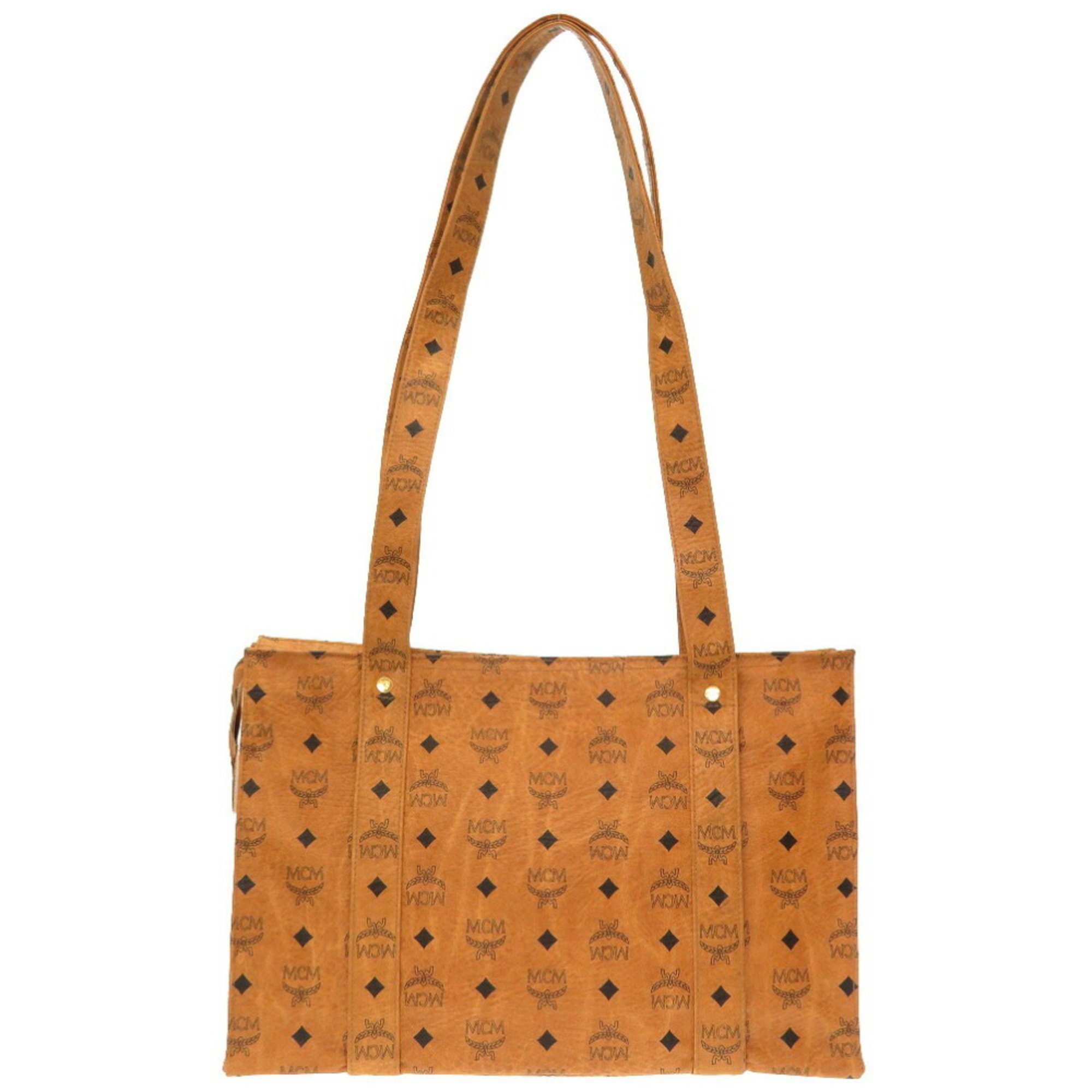 MCM Monogram Pattern PVC Brown Tote Bag 0224