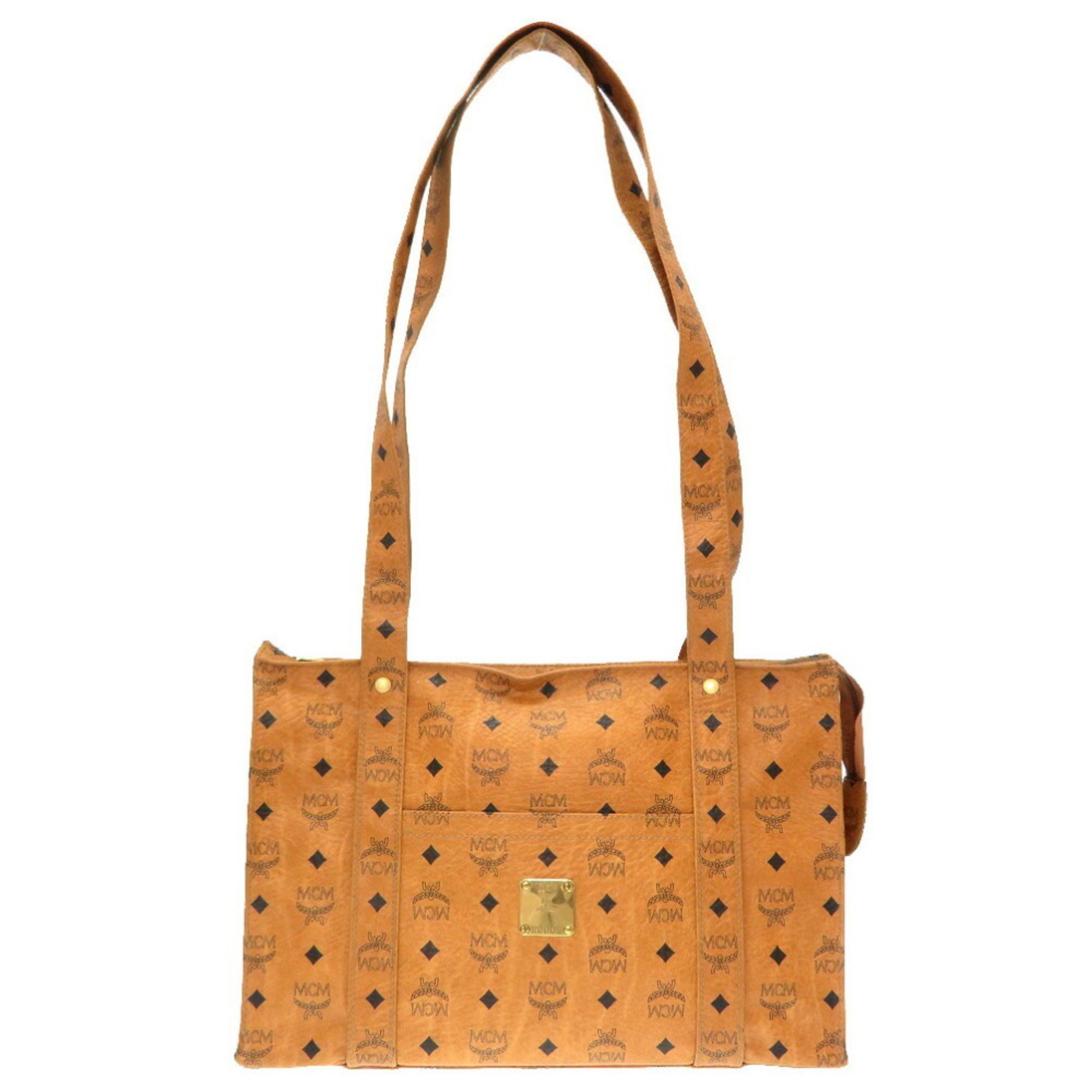 MCM Monogram Pattern PVC Brown Tote Bag 0227