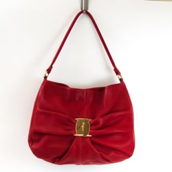 Salvatore Ferragamo Vara Ribbon Women's Leather Shoulder Bag Red Color