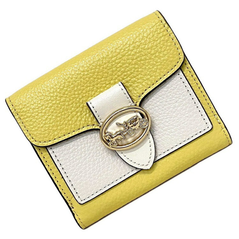 Coach Bi-Fold Wallet Yellow White Gold George C4089 Leather COACH Small  Retro Chalk Carriage Women's | eLADY Globazone