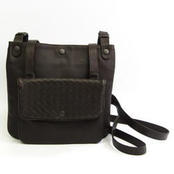 Bottega Veneta Intrecciato Unisex Leather Shoulder Bag Dark Brown