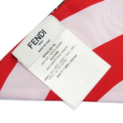 FENDI Scarf Ribbon Maxi Rappy Red Multicolor 100% Silk