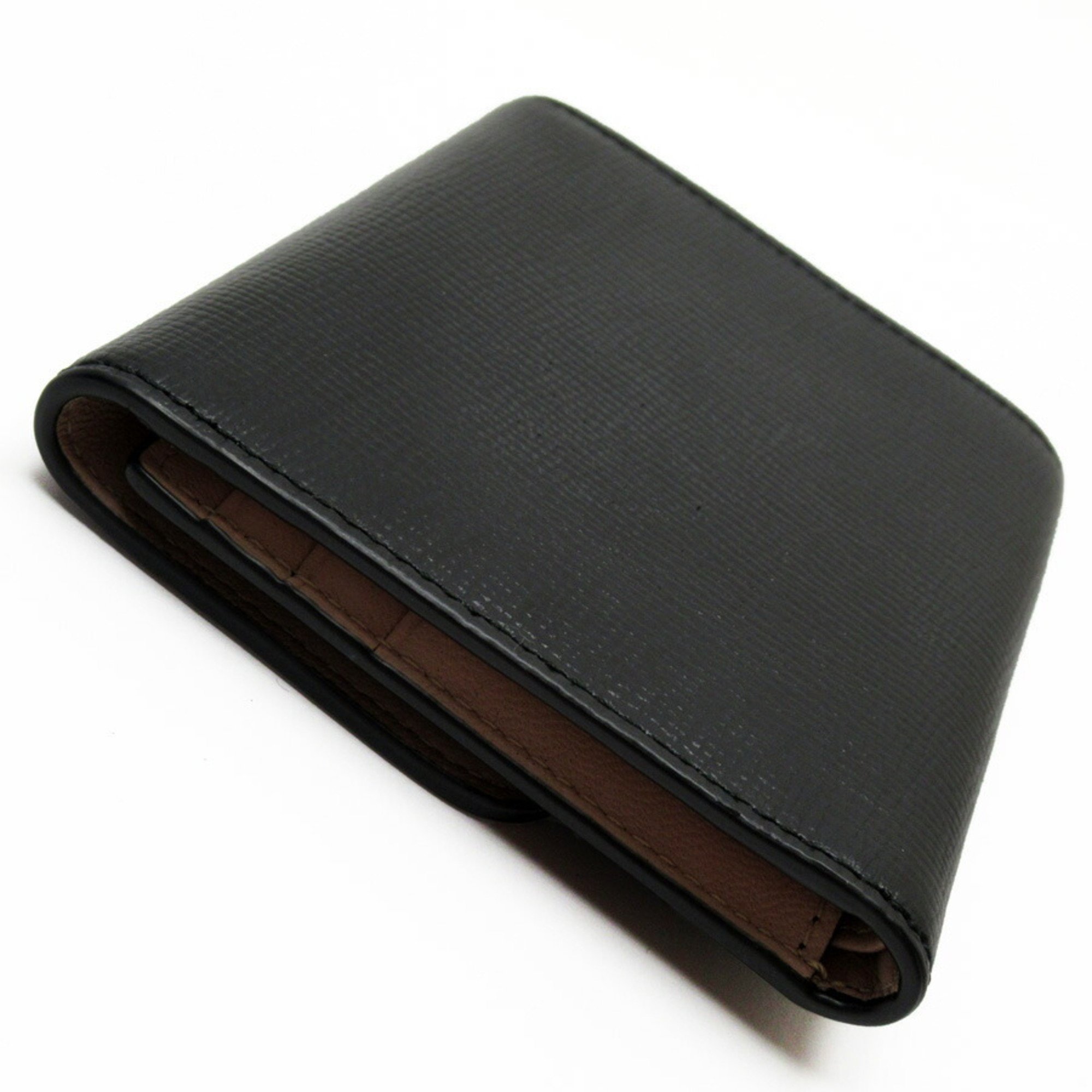 Bally BALLY tri-fold wallet black beige leather