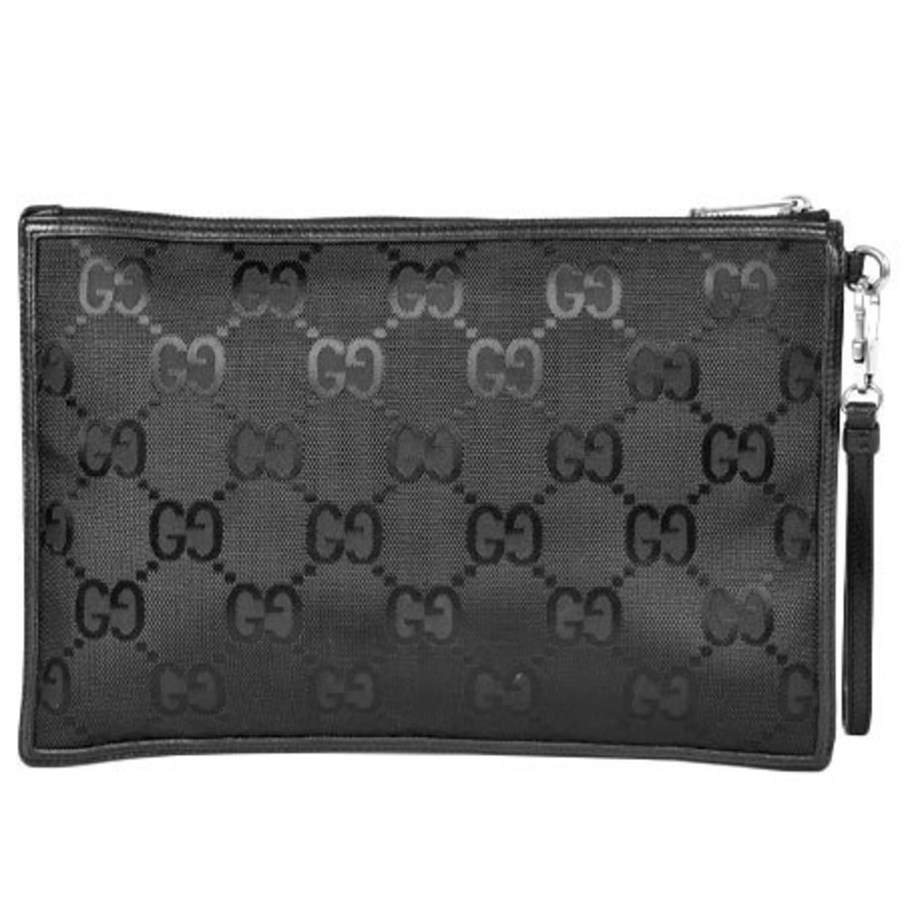 Gucci GUCCI Off the Grid Clutch Bag Black GG Nylon Second Pouch