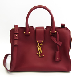 Saint Laurent Monogram Baby Cabas 424868 Women's Leather Handbag Bordeaux