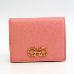 Salvatore Ferragamo Gancini 22-D780 Women's  Calfskin Wallet (bi-fold) Pink