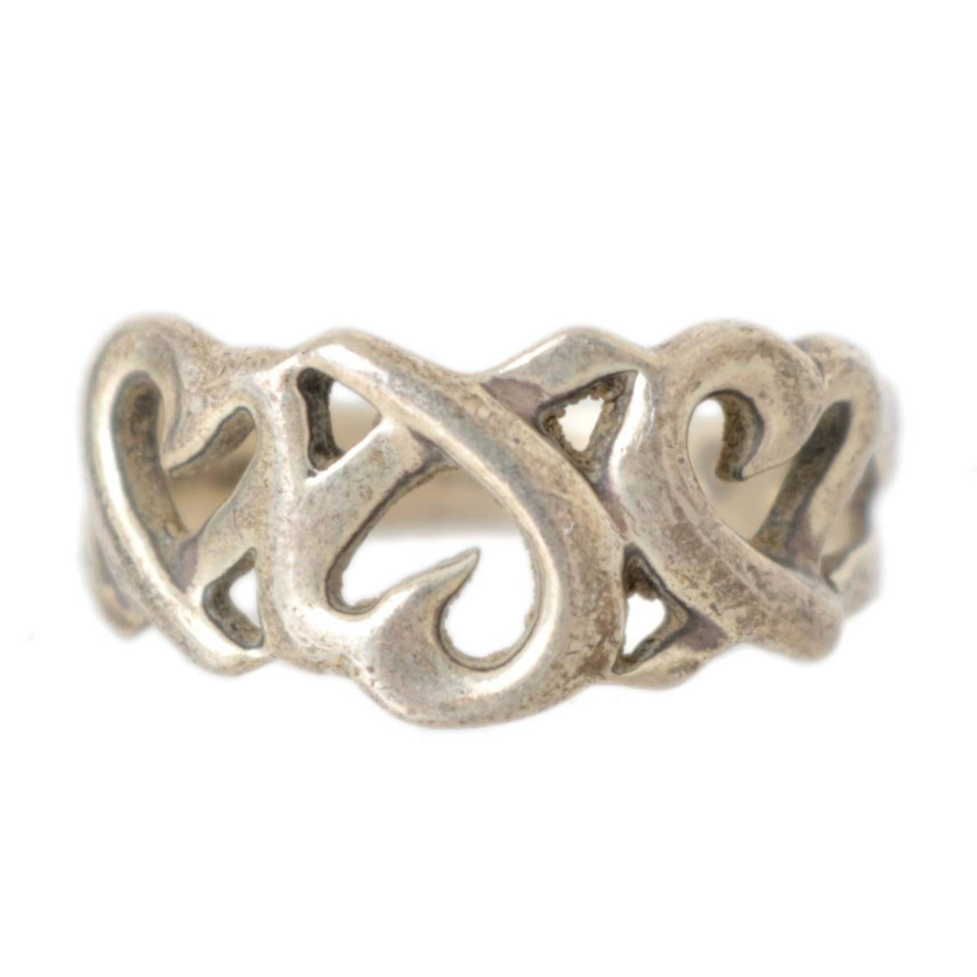 Tiffany & Co. / Elsa Peretti Triple Rubbing Heart Ring No. 9 925 Engraved Sterling Silver