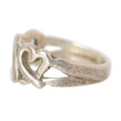 Tiffany & Co. / Elsa Peretti Triple Rubbing Heart Ring No. 9 925 Engraved Sterling Silver