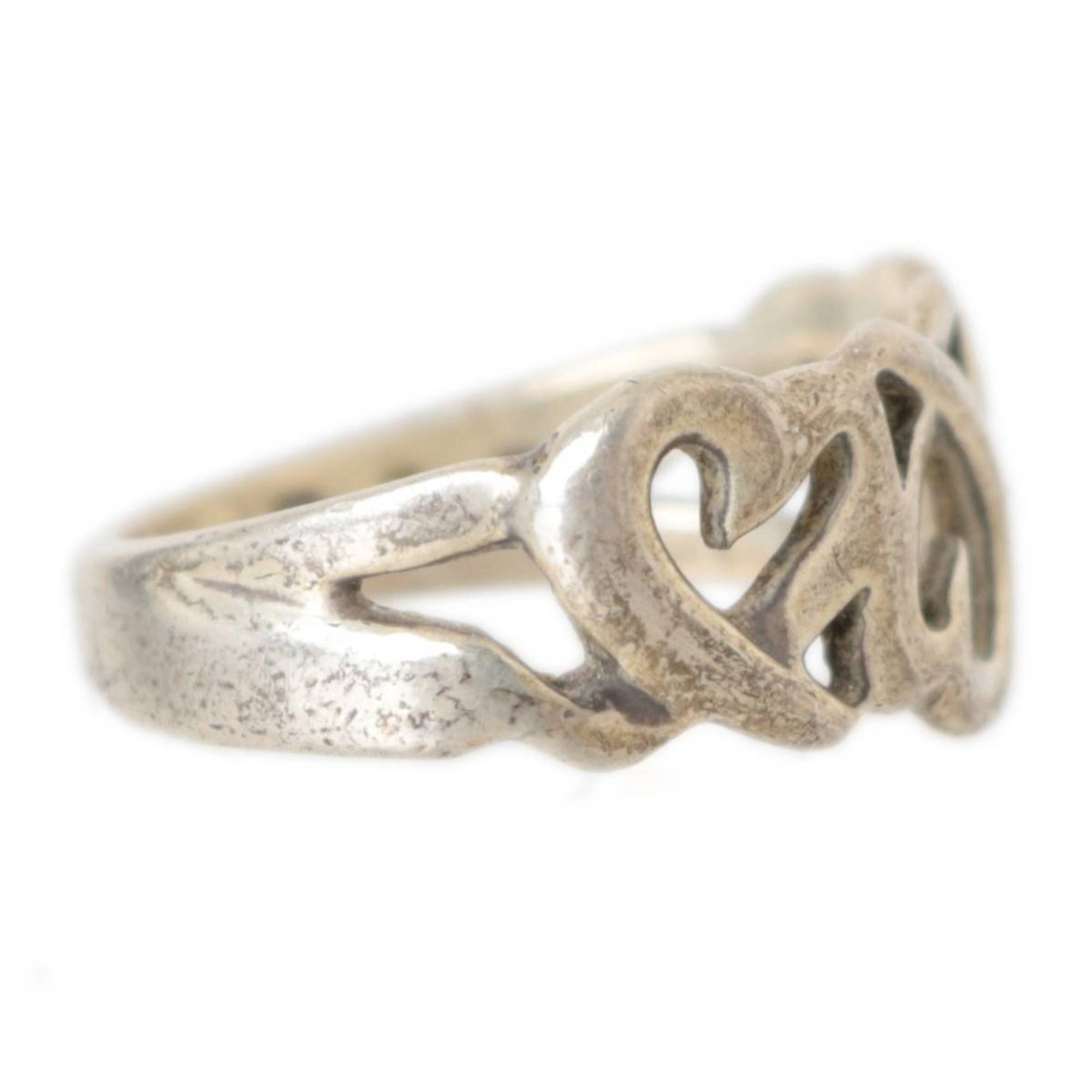 Tiffany & Co. / Elsa Peretti Triple Rubbing Heart Ring No. 9 925 Engraved Sterling Silver