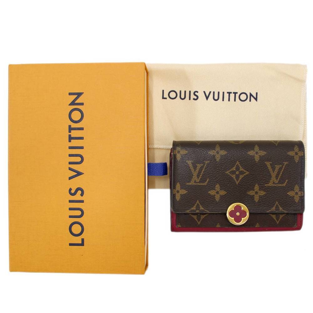 Pre-Owned Louis Vuitton LOUVUITTON Portofeuil Flor Bi-Fold Wallet Monogram  Fuchsia M64588 SP2158 Box (Fair) 