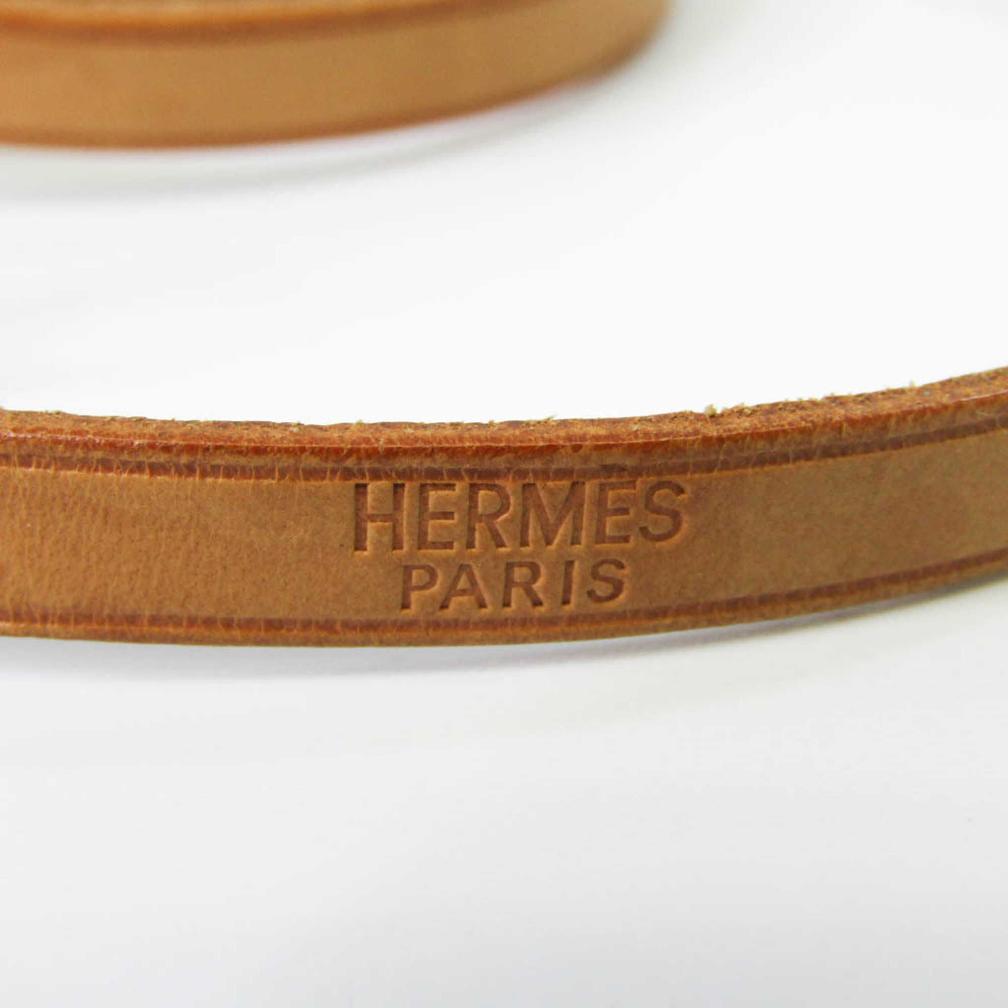 Hermes Api III Choker Leather,Metal Bangle Brown,Silver