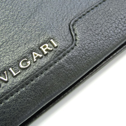 Bvlgari Unisex Leather Long Wallet (bi-fold) Black