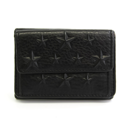 Jimmy Choo NEMO Star Embossed NEMO/EMG Women's Leather Wallet (tri-fold) Black