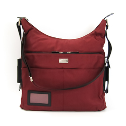 Gucci 019 0312 Unisex Nylon Canvas,Leather Messenger Bag,Shoulder Bag Red Brown