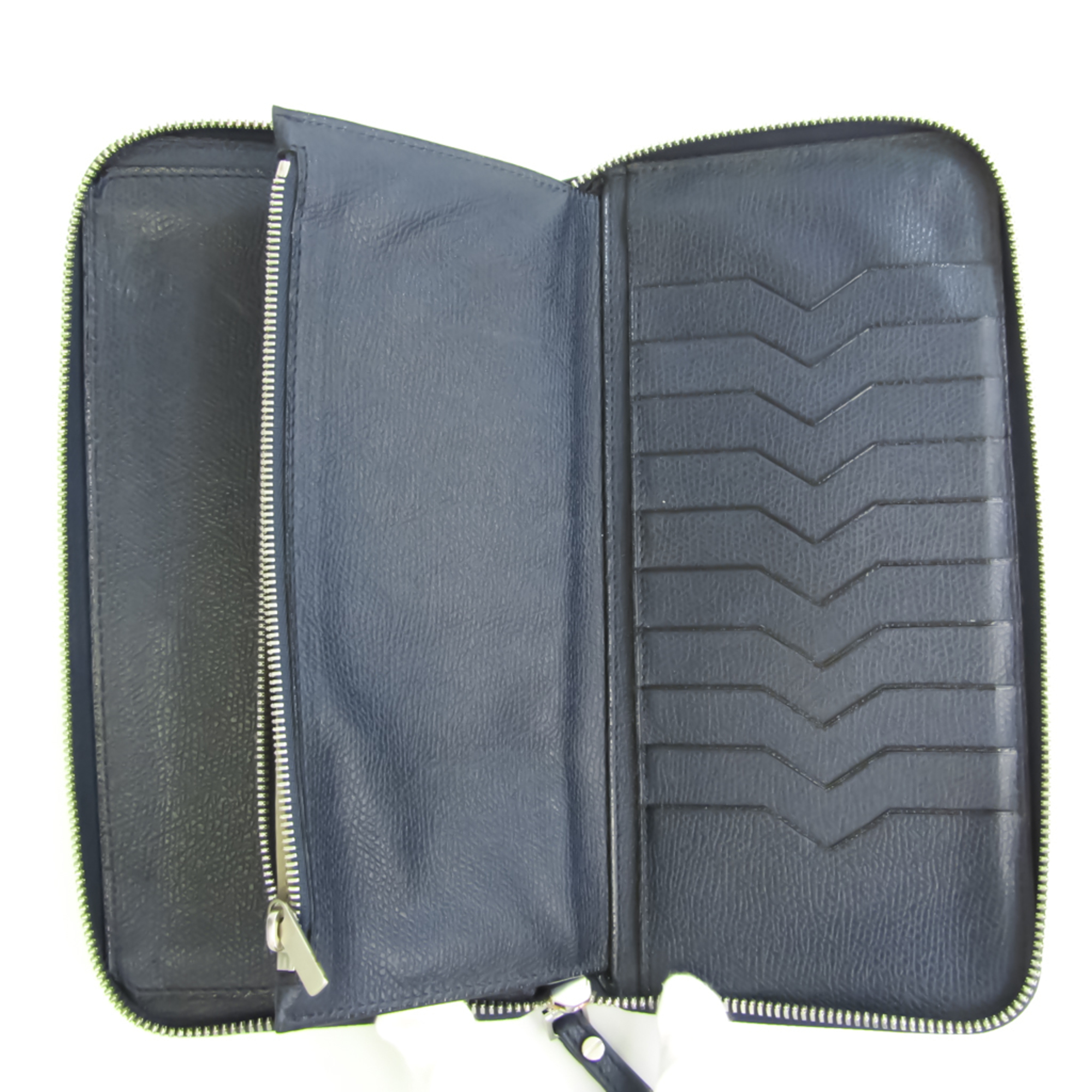Valextra Men's Leather Long Wallet (bi-fold) Navy