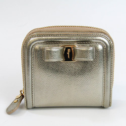Salvatore Ferragamo Vara 22 C868 Women's Leather Wallet (bi-fold) Gold