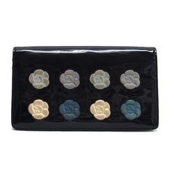 Chanel camellia makeup palette bi-fold long wallet blue