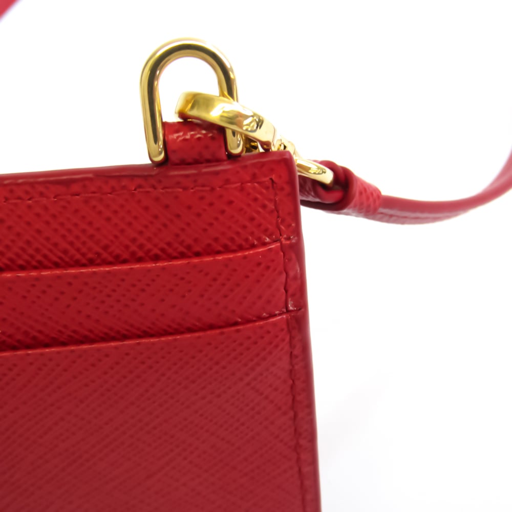 Prada Leather Card Case Red Color